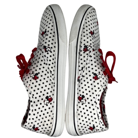 Disney Sneakers Minnie Mouse Polka Dot Canvas Sparkly Laces White Red Black 7 - Picture 7 of 14